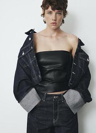 Шкіряний топ бандо zara