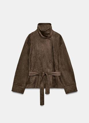 Жіноча куртка косуха з поясом з еко шкіри zara