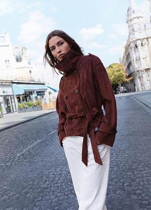 Жіноча куртка жакет з еко шкіри zara