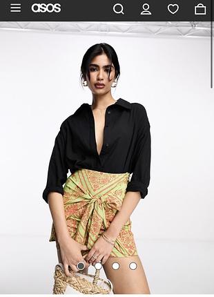 1+1=3 спідниця asos design в принт льон віскоза 3