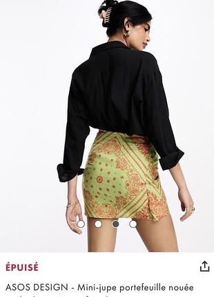 1+1=3 спідниця asos design в принт льон віскоза 4