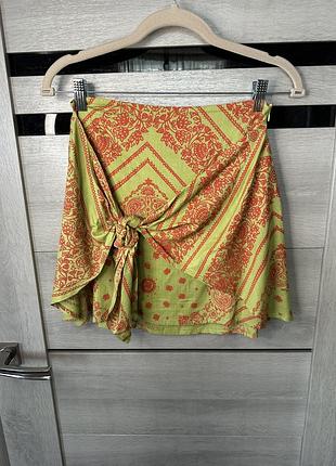 1+1=3 спідниця asos design в принт льон віскоза 7