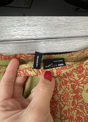 1+1=3 спідниця asos design в принт льон віскоза 9