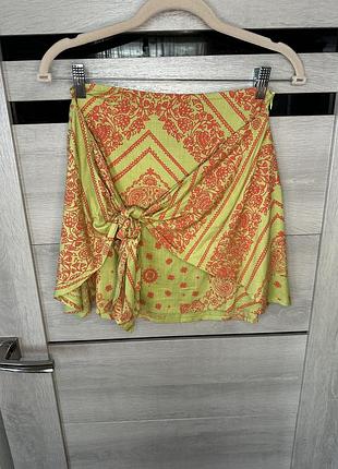 1+1=3 спідниця asos design в принт льон віскоза 10