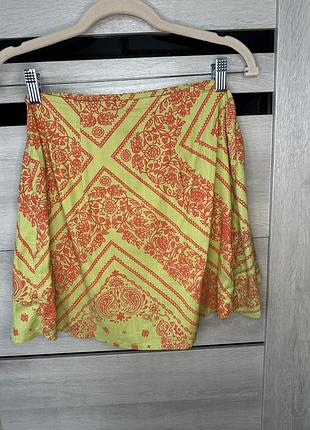 1+1=3 спідниця asos design в принт льон віскоза 8