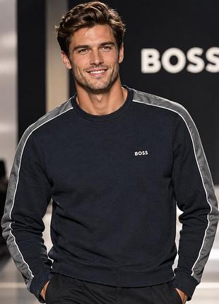 Чоловічий світшот hugo boss темно-синій, поліестер/бавовна, розмір м