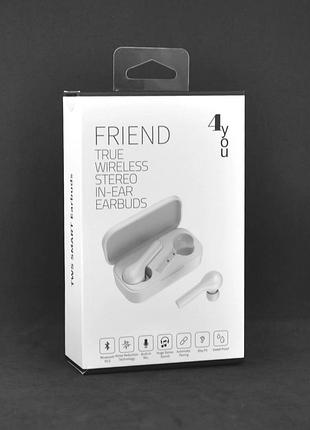 Бездротові bluetooth навушники 4you friend white — нові! 🔥
