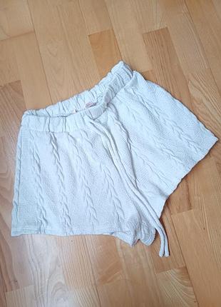 Трендовые трикотажные шортики blue blush вязаные шорты с завязками