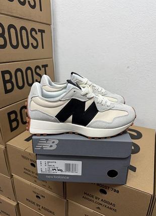Кроссовки new balance 327 beige laces / консультал 327 бежевые черные 36 37 38 39 40 41
