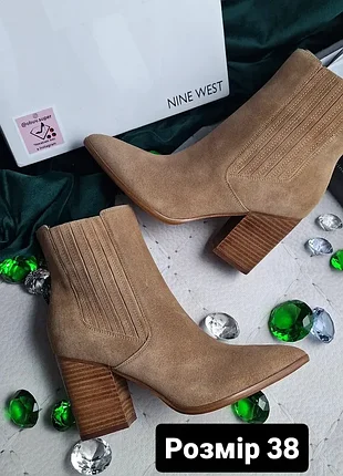 Nine west оригінал руді замшеві ботильони черевики на підборах