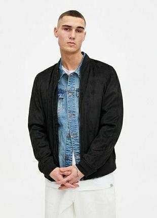 Куртка бомбер boohoo man черного цвета харингтон ветровка