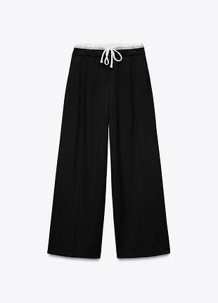 Брюки zara з білою резинкою чорні