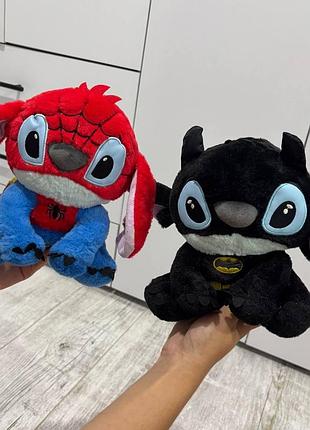 Мягкая игрушка стич супергерой marvel / плюшевый стич в костюме человека-паука и бэтмена / эксперимент 626 супергерои 22 см стіч людина-павук (stitch…
