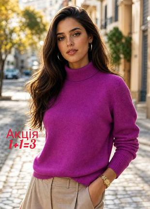 100% cashmere светр гольф lands' end кольору фуксія кофта джемпер гольф