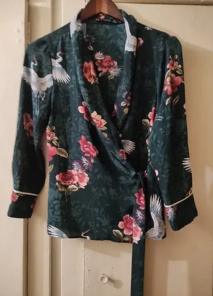 Блуза кимоно на запах zara basic m/28