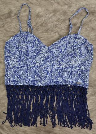 Фирменный топ superdry (xs) с бахромой