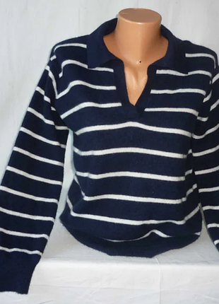 100% кашемир autograph pure cashmere свитер поло оверсайз в полоску