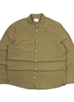 Сорочка чоловіча h&m | size l | оливкова/хакі | оригінал