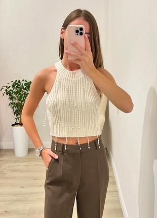 Крутезный топ с жемчужинами zara