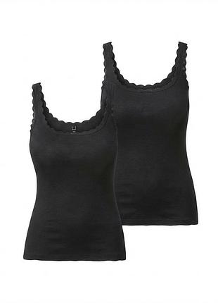 Майка бельевая с кружевом набор 2 шт. для женщины esmara lycra® 458571 s черный