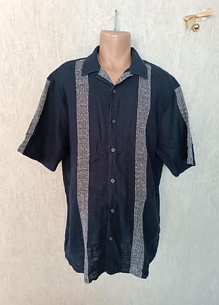 Мужская рубашка only &amp; sons regular fit темно-синяя с декоративной полоской xxl