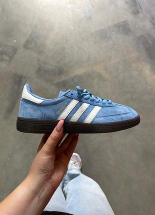 Женские кроссовки adidas spezial blue white Адидас голубого с белым цветами