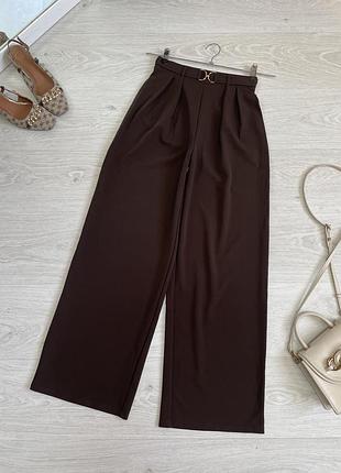 Широкі брюки коричневого кольору h&m