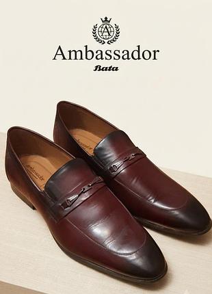 Мужские туфли, осенние,натуральные лоферы из премиальной линейки ambassador от bata,р.43 (10)