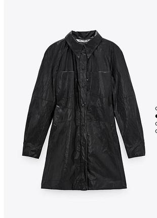 Новое черное мини-платье из искусственной кожи zara