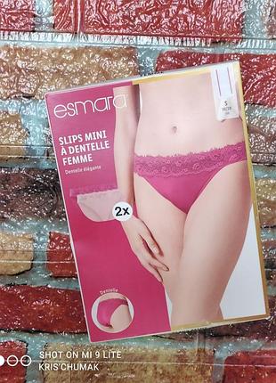 Арт.0072 трусики сліпи з мереживом набір 2 шт від esmara розмір євро s 36/38