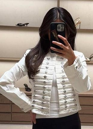 Біла куртка  zara , гусарський жакет зара , джинсова куртка