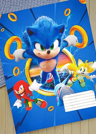 Тетрадь соник sonic на скобе 12 листов косая линия (36035)