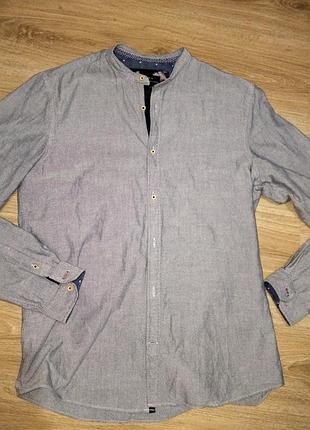 Рубашка серая с длинными рукавами zara