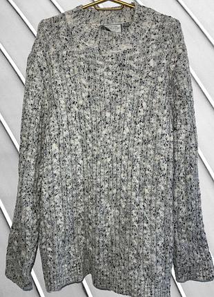 Женский серый теплый свитер mountain warehouse eur 46 xxxl xxl 3xl 18 20 50 52 маунтин верхаус вязаный свитер с косами зимний 52