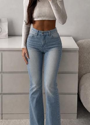 Джинсы клеш голубые 👖 эластичный деним ⚡ rainbow bootcut bonprix ✨ клеш от колена💛размер м/л