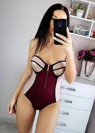 Очень красивый слитный купальник с молнией по центру primark