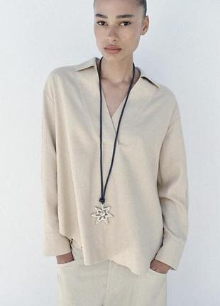 Блуза/сорочка лляна zara р. l/40/12 - підійде також на р.  xl/42/14