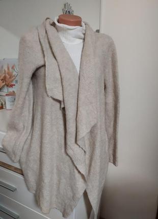 Длинный шерстяной кардиган пальто из ткани букле tchibo p. 40 42 eur6 фото