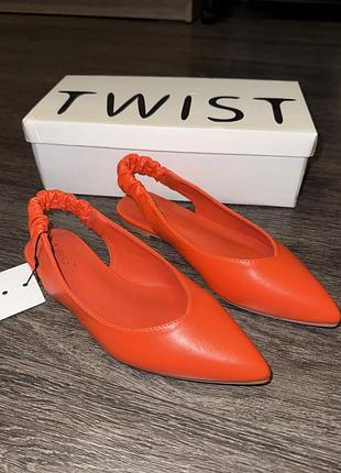 Балетки-слінгбеки twist із загостреним носком, яскраво-помаранчеві