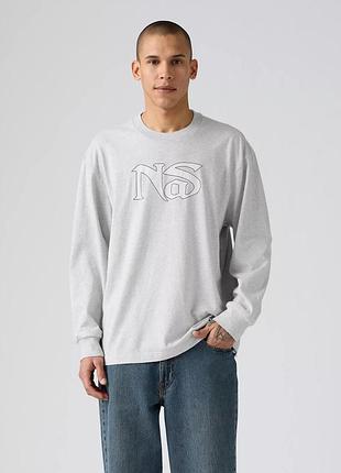 Сірий лонгслів футболку з довгим рукавом nas band t-shirt від бренду levi's, створений у колаборації з легендарним американським репером nas xl usa 🇺🇸