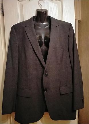 Пиджак мужской hugo boss темно- серый почти черный шерсть 60% р. xl- xxl