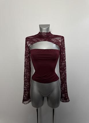 Кофтинка лонг з мереживом