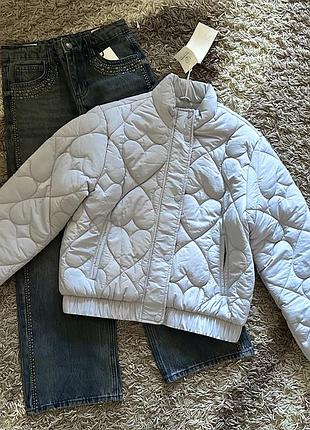 Демісезонний пуфер zara демісезонна куртка zara стьобана куртка zara утеплена куртка з сердечками; 6