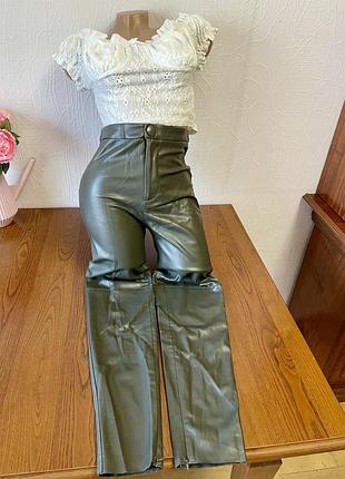 Шкіряні лосіни zara на флісі