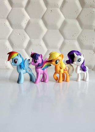 Набор игрушечных фигурок май литр пони my little pony рариты rarity эпплджек applejack флаттершай рэйнбоу дэш rainbow dash twilight sparkle соска