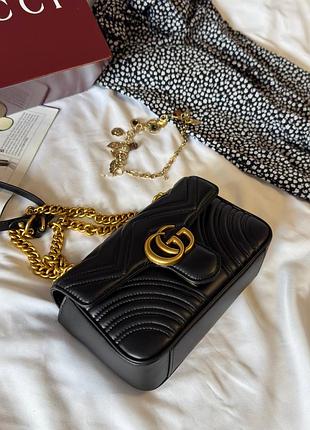 Жіноча сумка преміум gg marmont mini black/gold