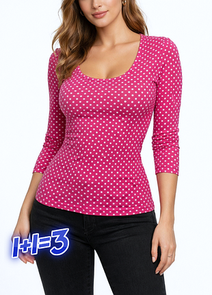 1+1=3 красивый розовый свитер гольфик в горошек bpc collection, размер 44 - 46