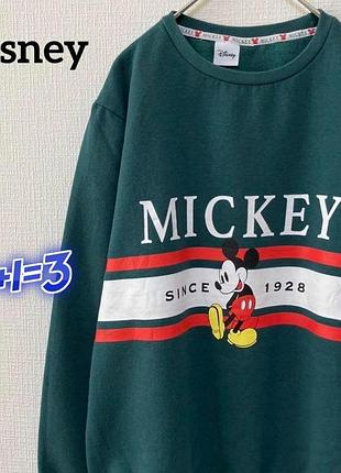 1+1=3 зеленый утепленный свитшот на флисе свитер с микки маусом disney, размер 44 - 46