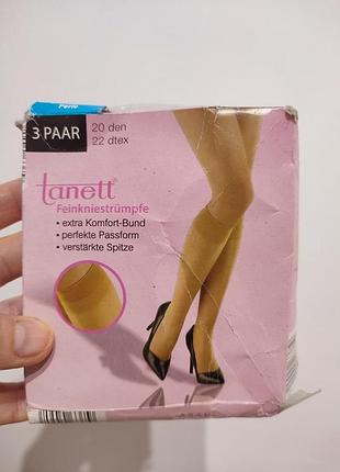 Капронові гольфи tanett (германія), 20 den, набір 3 пари, тілесні/perle