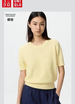 Хлопковый свитер с короткими рукавами uniqlo